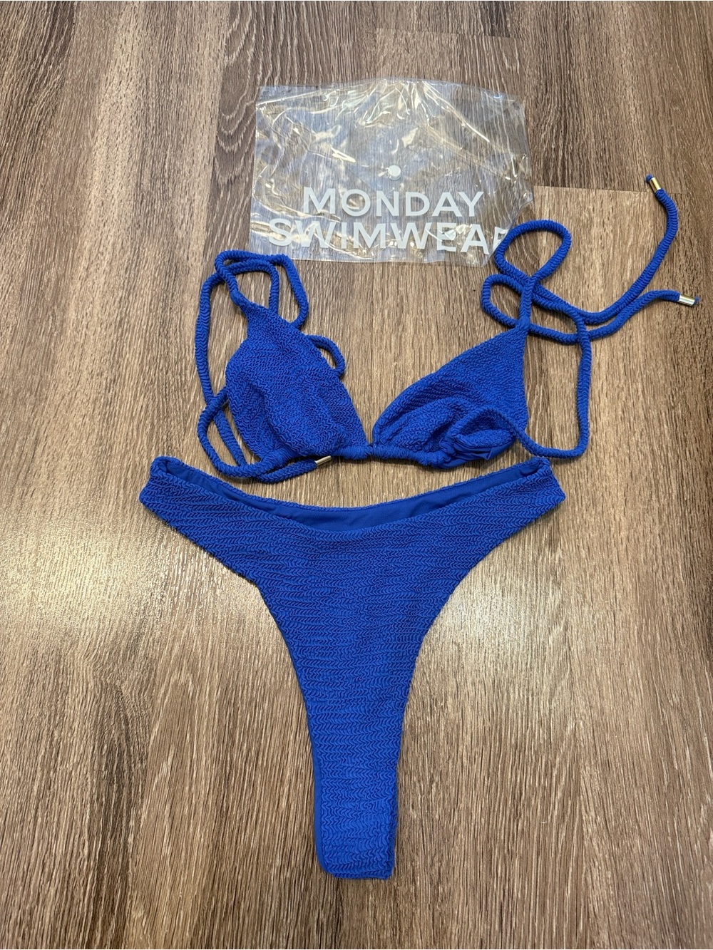Monday Swimwear Cobalt Crinkle Bikini Set